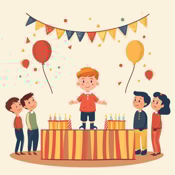 Birthday Boy Girl in Party Attire and Cap vector