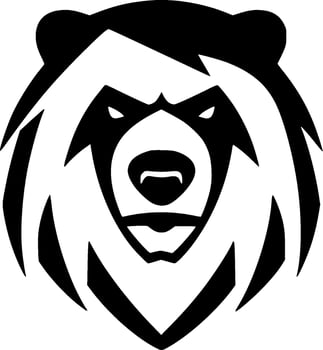 The bear head logo is black and white vector