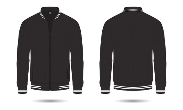 Black bomber jacket mockup front and back view vector