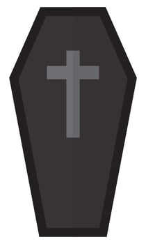 Simple Coffin with cross symbols isolated on white background. vector