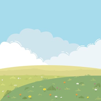 background of sky and green grass savanna vector