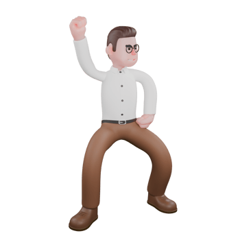 Animated Professional Sociologist. A male sociologist is standing with his feet apart and his hands clenched in opposite directions, up and down. Male Professional png