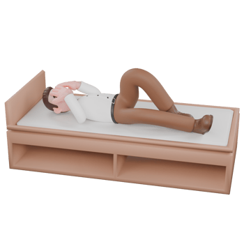 Sociologist in 3D. A male sociologist is sleeping in bed while covering his eyes with both palms. Cartoon Illustrated png