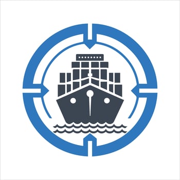 Cargo ship icon. Attack. Target vector