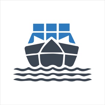 hip logo. Cargo ship icon. Containers. Global trade. Goods vector
