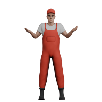 Illustrated 3D Mechanic. A male mechanic stands with both his hands raised. Male Garage Worker Cartoon png