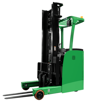 Green reach fork truck png