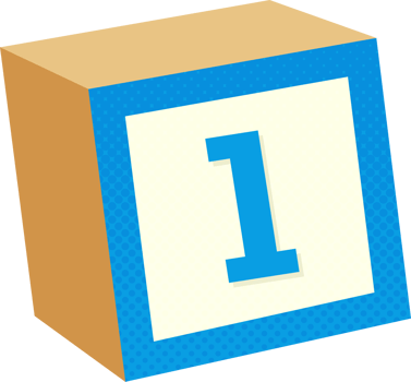 A block with the number one on it png