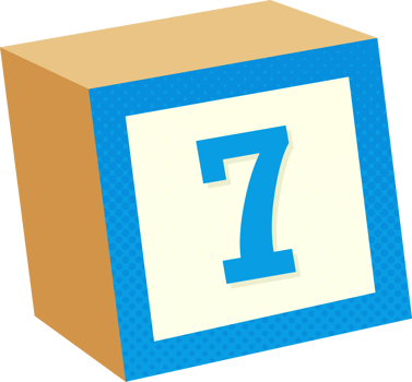 A blue and white block with the number seven on it png