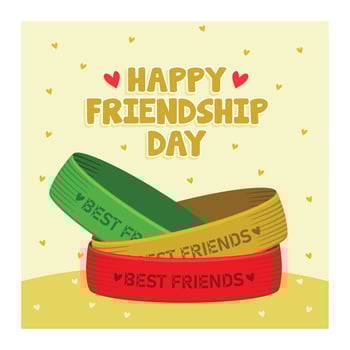 Three bracelets with the words best friends. Bracelets for your closest friends. Friendship Day concept. Flat illustration. vector