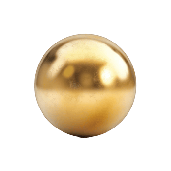 floated round gold ball isolate on transparency background png