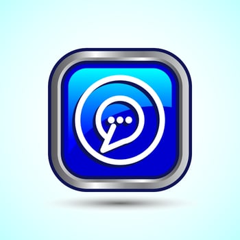 Chat icon design illustration, Message sign symbol for apps and websites, Blue Color Square Button Design vector