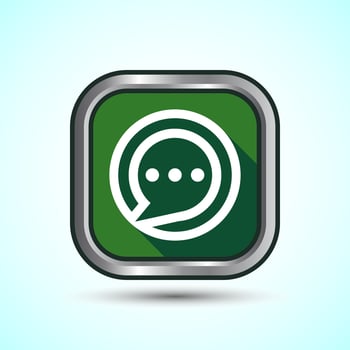 Chat icon design illustration, Message sign symbol for apps and websites, Green Shadow Button Design vector