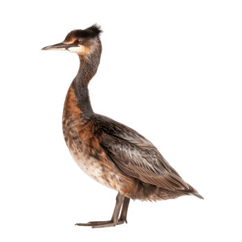 Grebe front view full body isolate on transparency background png