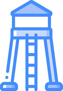 A blue water tower with a ladder on top vector