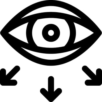An eye with arrows pointing to it vector