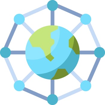 The earth is surrounded by a network of circles vector