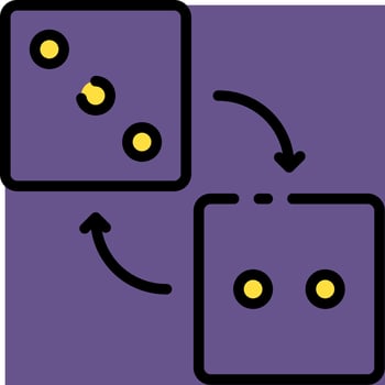 Two dice with yellow dots on them vector
