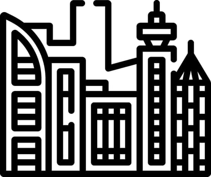 A black and white city skyline icon vector