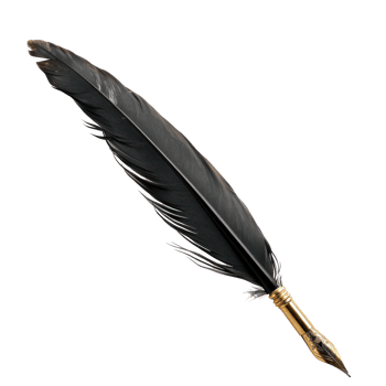 floated quill pen isolate on transparency background png