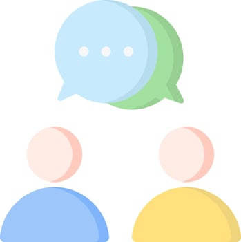 Two people are talking with a speech bubble vector