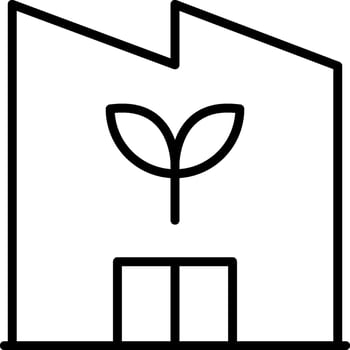 A black and white illustration of a building with a plant growing out of it vector