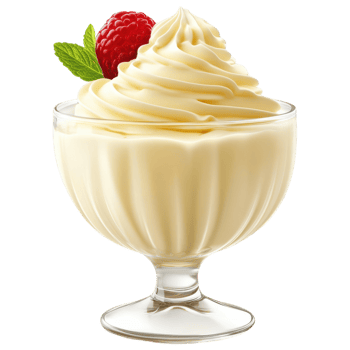 A dessert with whipped cream and a raspberry png