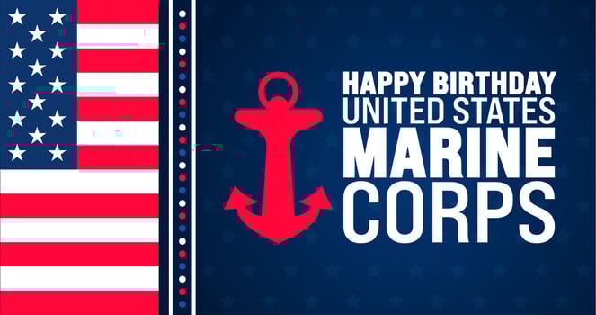 Happy Birthday United States Marine Corps background vector