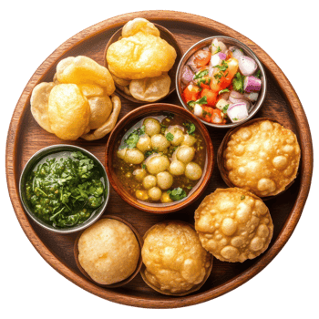 A wooden plate with different types of food png