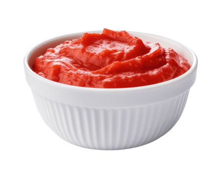 White bowl with tomato paste isolated on transparent background png