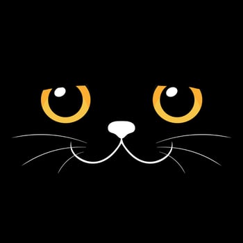 Black cat face background vector