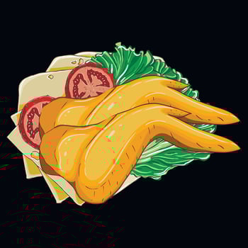 Baked chicken wings and vegetables vector