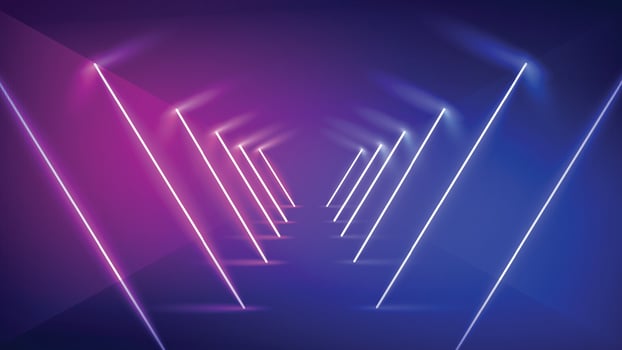 Abstract Futuristic Neon Purple and blue Glowing Background with glowing lamps vector