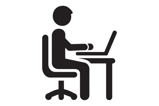 Black Silhouette of Desk Job Icon for Professional Use vector