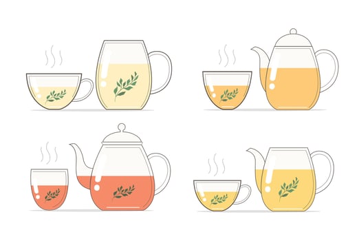 Glass teapot and cup vector