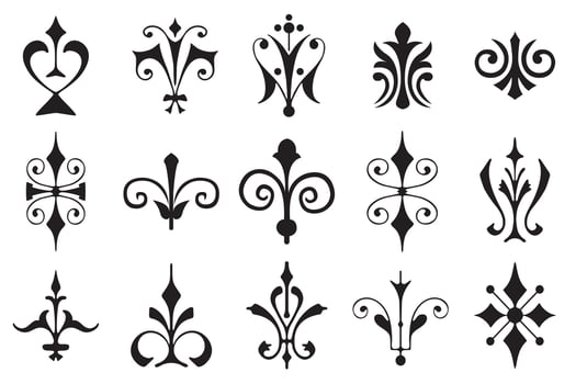 set vintage calligraphic design elements and page decoration for retro design with old ornaments. vector