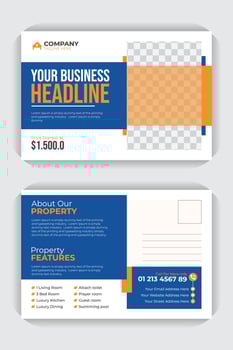 Real estate flyer or postcard design professional house sale postcard design template, creative, modern, corporate, professional, business postcard design template. vector