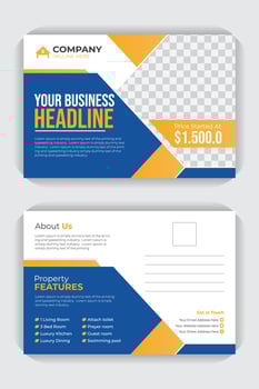 Simple and creative style professional house sale business postcard or EDDM template design. creative, modern, professional, real estate postcard design template vector