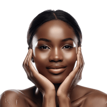 Beautiful beauty black young woman posing and makeup style with touch her face and perfect skin, Facial treatment png