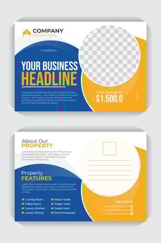 Creative style professional layout house sale business postcard or EDDM template design. creative, modern, luxury professional, real estate postcard design template vector