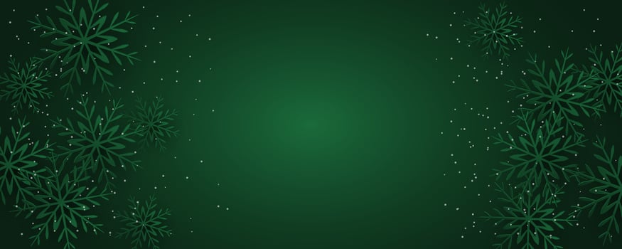 Green snowflakes on a green Christmas banner vector