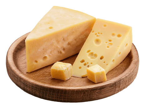 Asiago Cheese on Wooden Plate png