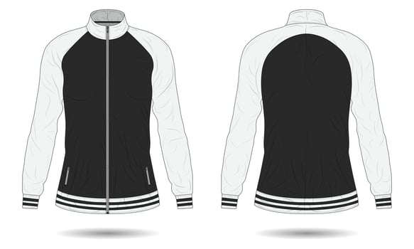 Black and white women sports training jacket mockup vector