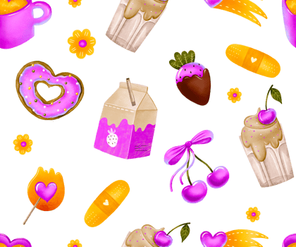 St Valentine day seamless pattern. Love day cartoon background. 14 February png
