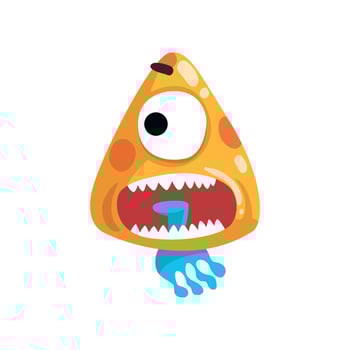 Funny one eyed toothy monster, fabulous creature cartoon character Illustration vector