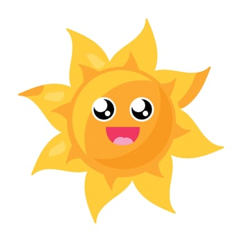 Charming pretty angelic emoji sun element vector