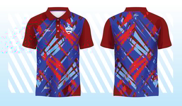 grunge blue red polo sport shirt sublimation jersey template vector