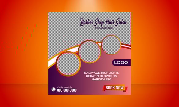Barber shop hair salon social media post template. Barber shop promotion ad social media. beauty spa business web banner template vector