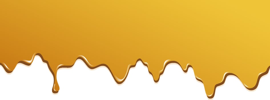 Golden syrup dripping on a white background vector