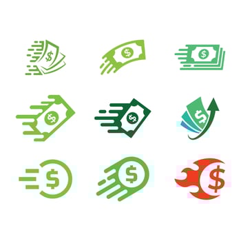 Money and money icons set vector